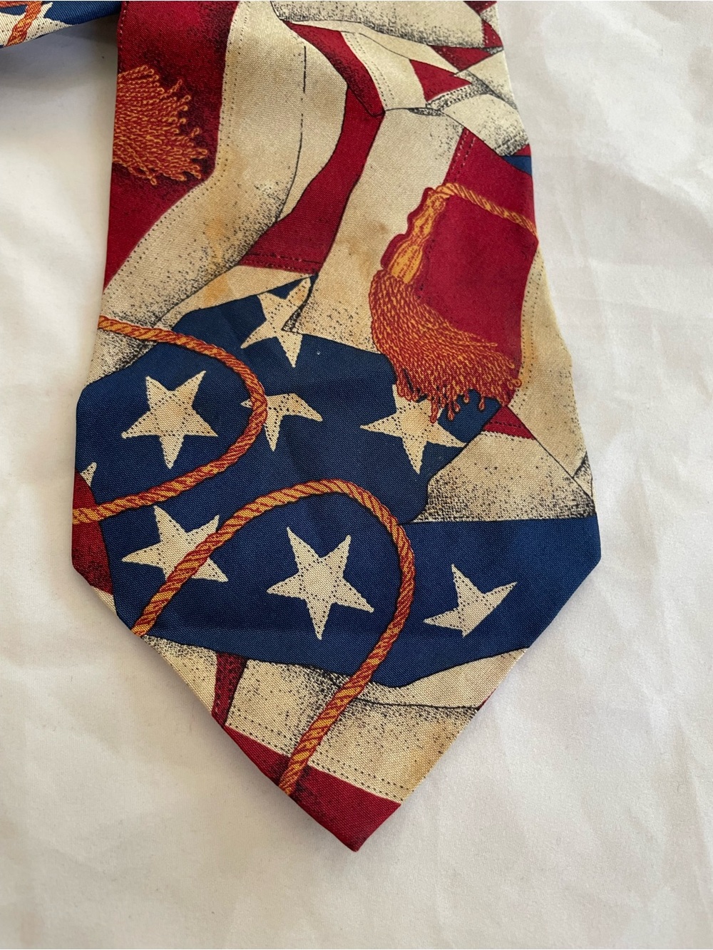 Vintage Ralph Lauren American Flag Tie Handmade USA Patriotic 100% Silk - Picture 2 of 6